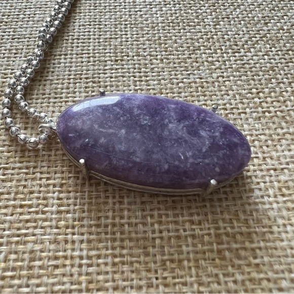 New Prong Set Purple Lepidolite Crystal Stone Pendant Necklace ecklace - Picture 2 of 5